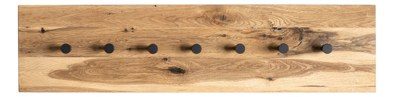 Wandgarderobe aus Eiche massiv mit 7 Metallhaken, schwarz – Ansicht 8