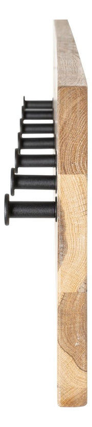 Wandgarderobe aus Eiche massiv mit 7 Metallhaken, schwarz – Ansicht 9