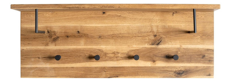 Haku Wandgarderobe Eiche massiv mit Hutablage und 4 Metallhaken