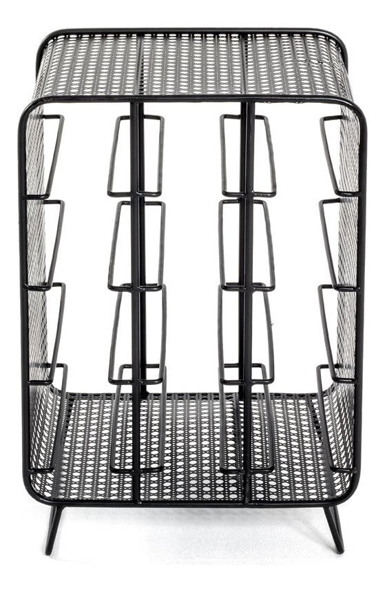 Haku Flaschenregal für 12 Flaschen, Stahlrohr schwarz im Art-Deco-Stil