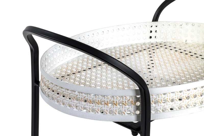 Servierwagen oval mit Wiener Geflecht-Optik, creme-schwarz – Ansicht 3