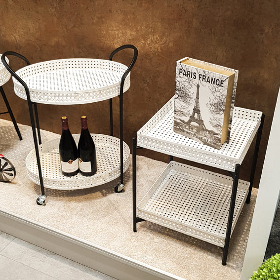 Servierwagen oval mit Wiener Geflecht-Optik, creme-schwarz – Ansicht 5