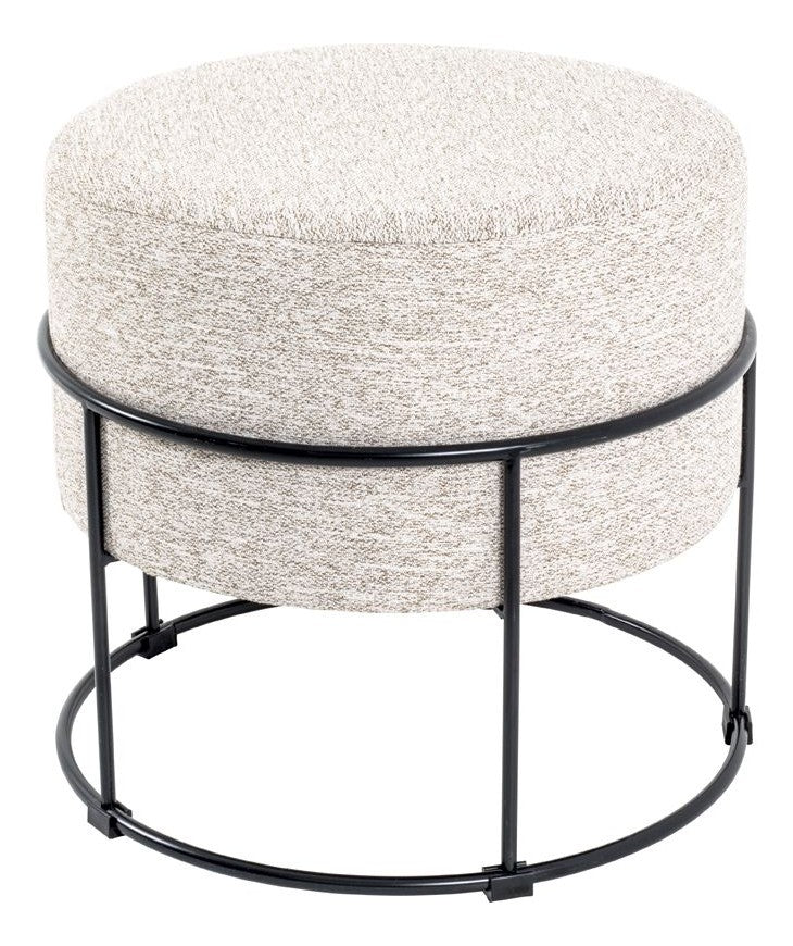 Haku Hocker Art Deco, gepolstert, creme meliert mit Stahlrohrgestell
