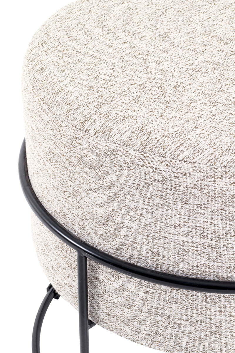 Haku Hocker Art Deco, gepolstert, creme meliert mit Stahlrohrgestell