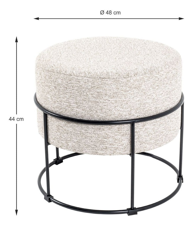 Haku Hocker Art Deco, gepolstert, creme meliert mit Stahlrohrgestell