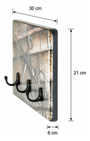 Schlüsselboard mit 4 Metallhaken, Motiv Schlüsselbund, schwarz – Ansicht 8
