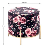 Hocker Black Rose, Samt-Bezug mit goldfarbenem Gestell, Ø48 cm – Ansicht 4
