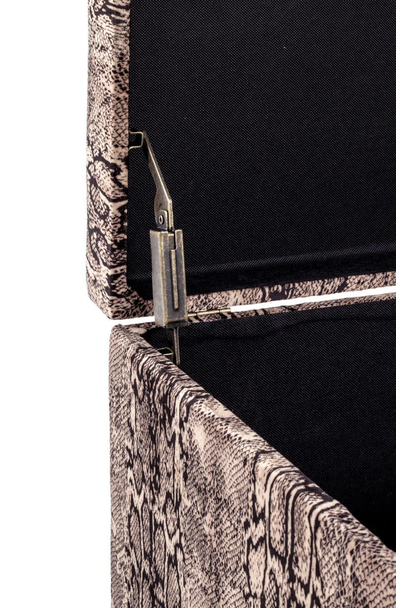 Haku Sitztruhe Snake, Samtbezug Gold-Schwarz im Art-Deco-Stil