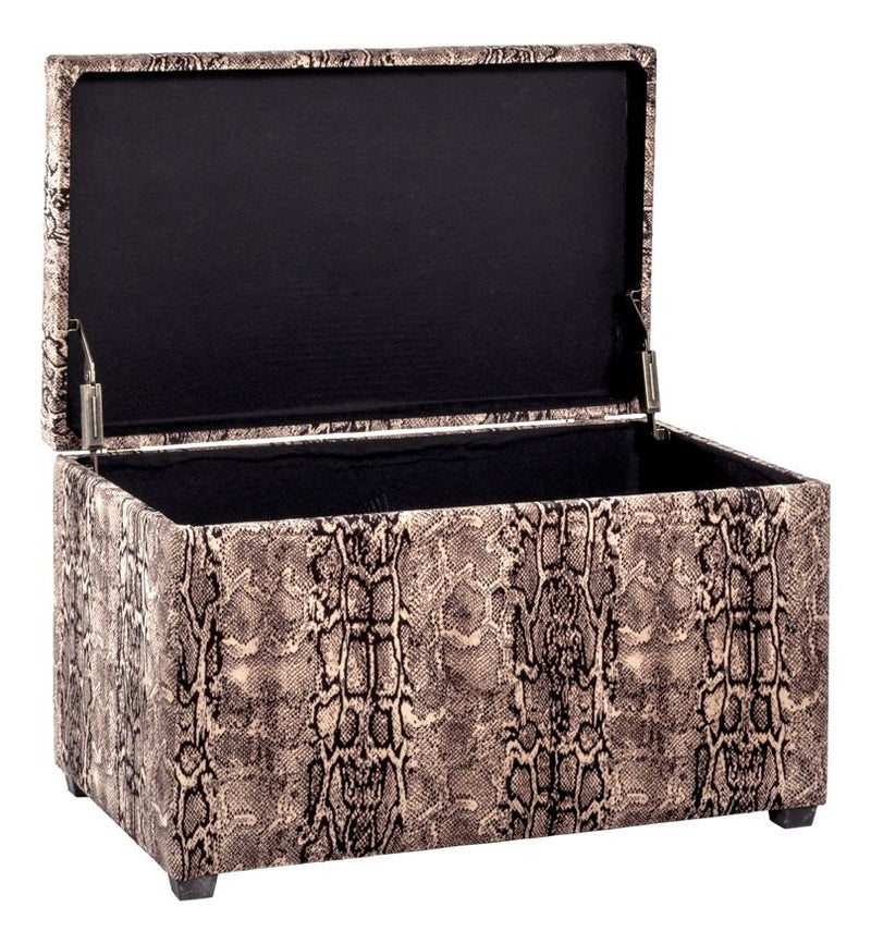 Haku Sitztruhe Snake, Samtbezug Gold-Schwarz im Art-Deco-Stil
