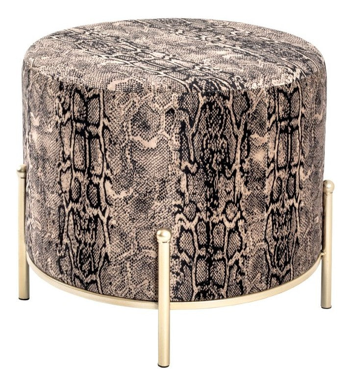 Haku Hocker Snake, gepolstert mit Samtbezug in Gold, rund