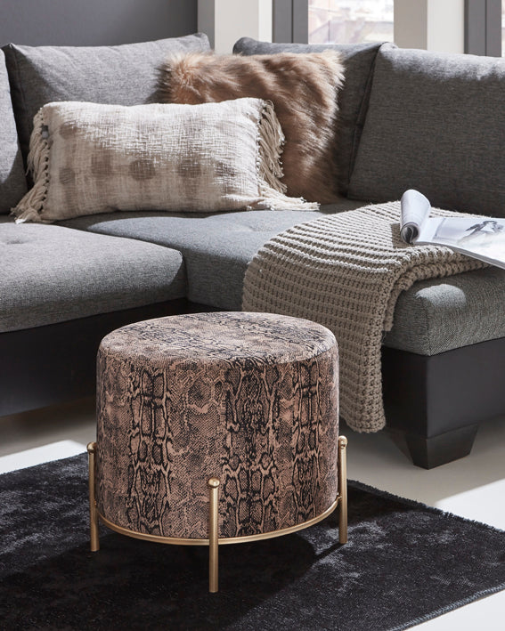 Haku Hocker Snake, gepolstert mit Samtbezug in Gold, rund