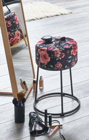 Hocker Black Rose im Art-Deco-Stil mit floralem Samtbezug – Ansicht 3