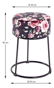 Hocker Black Rose im Art-Deco-Stil mit floralem Samtbezug – Ansicht 4