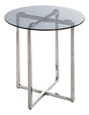 Beistelltisch rund, Edelstahl-Gestell mit Glasablage, Art Deco – Ansicht 1