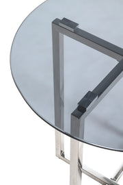 Beistelltisch rund, Edelstahl-Gestell mit Glasablage, Art Deco – Ansicht 4