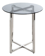 Beistelltisch rund, Edelstahl-Gestell mit Glasablage, Art Deco – Ansicht 5