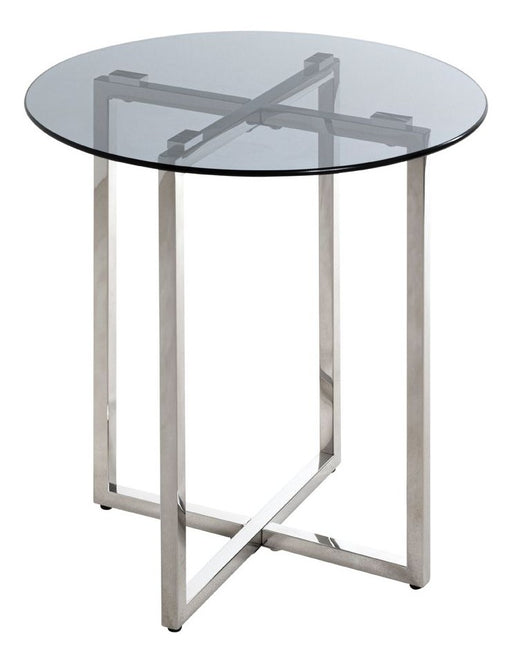 Beistelltisch rund, Edelstahl-Gestell mit Glasablage, Art Deco – Ansicht 1