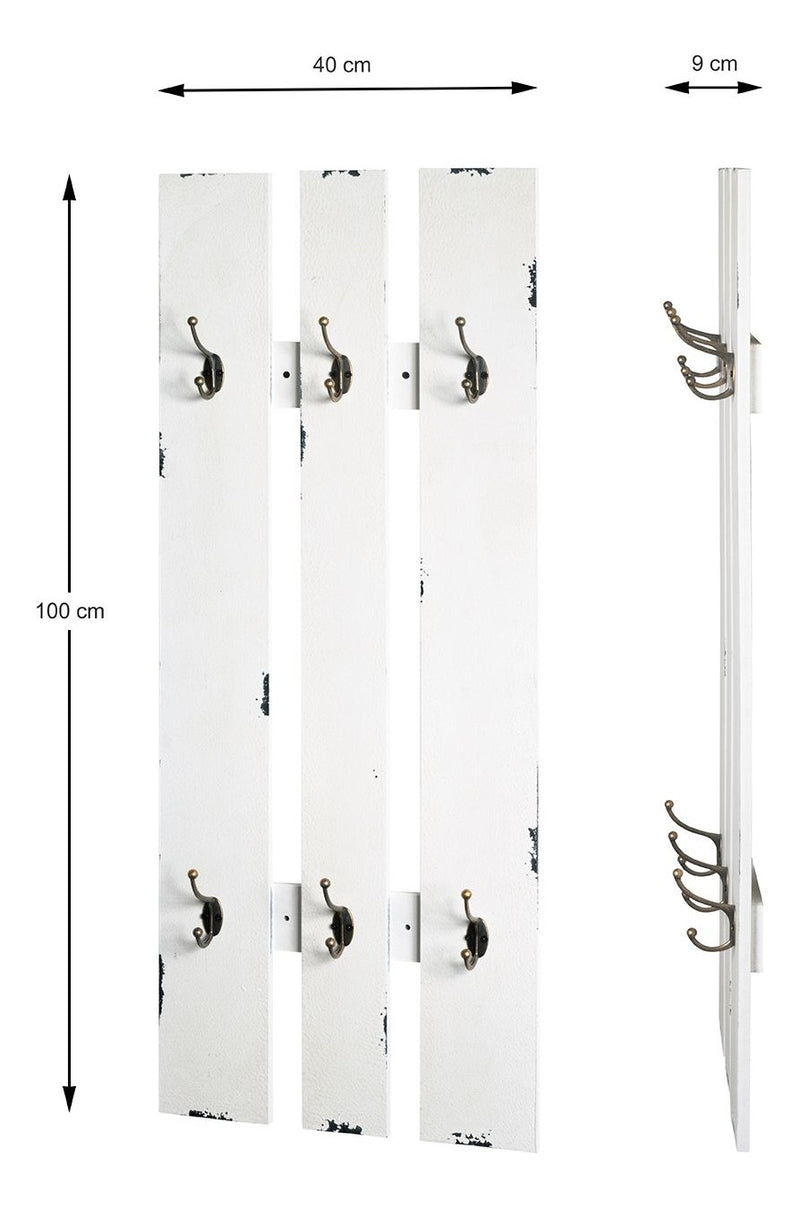 Wandgarderobe mit 6 Haken aus MDF in Antikweiß, Urban Collective – Ansicht 6