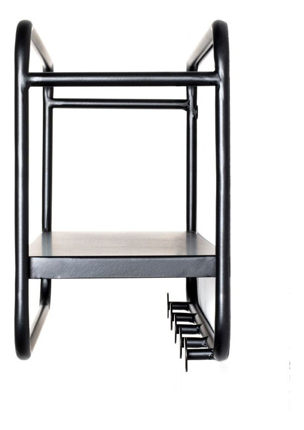 Haku Wandgarderobe mit 5 Haken und Ablage aus Stahlrohr, schwarz