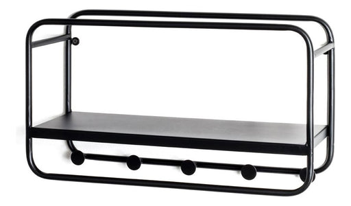 Wandgarderobe mit 5 Haken und Ablage aus Stahlrohr, schwarz – Ansicht 1