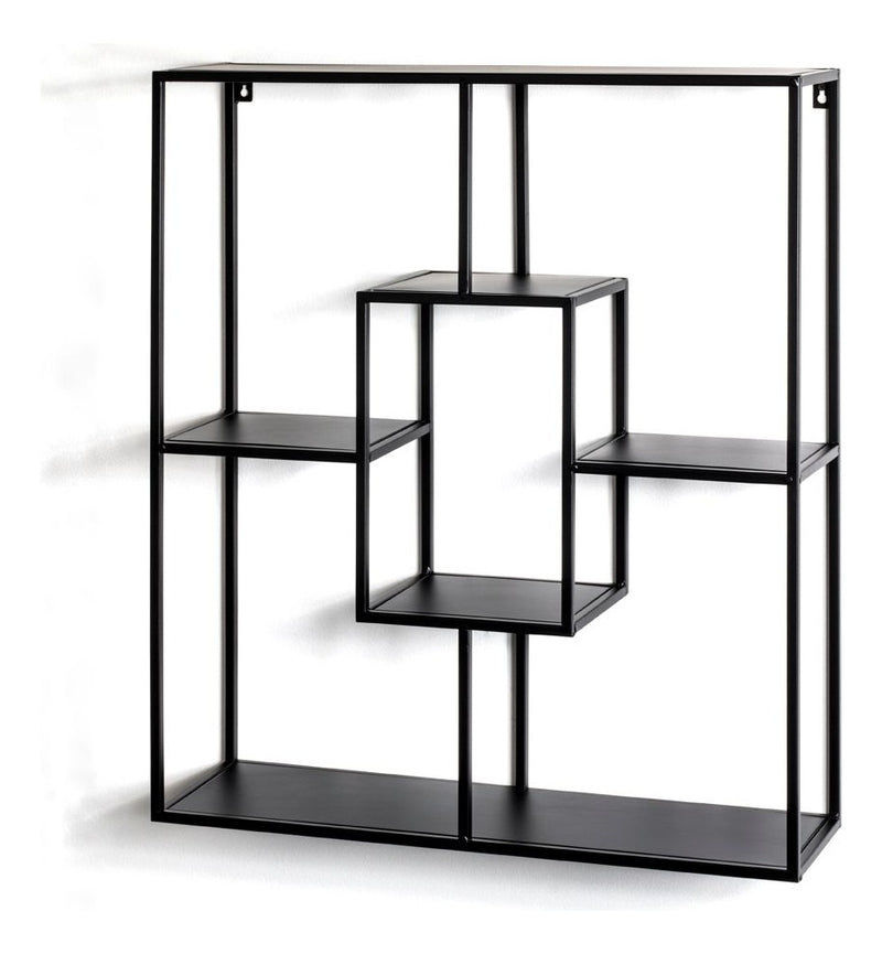 Haku Wandregal aus Stahlrohr, schwarz, mit 4 Fächern im modernen Design