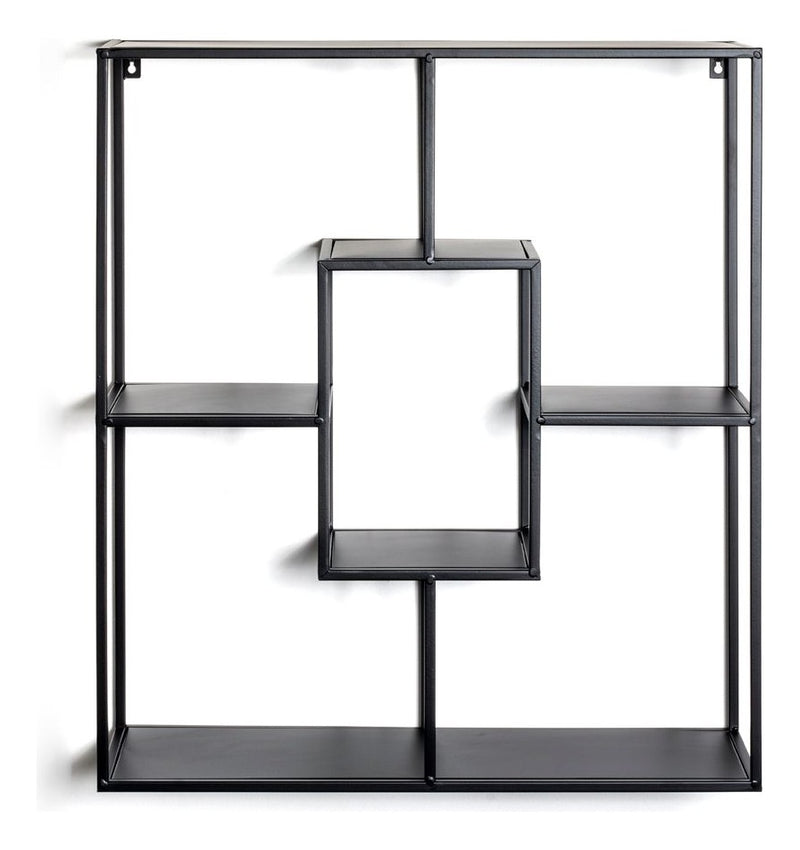 Haku Wandregal aus Stahlrohr, schwarz, mit 4 Fächern im modernen Design