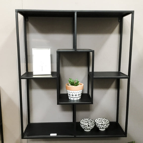 Haku Wandregal aus Stahlrohr, schwarz, mit 4 Fächern im modernen Design