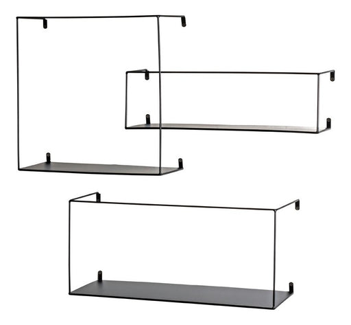 Wandregal 3er-Set, Stahlrohr schwarz lackiert, Wandmontage – Ansicht 1