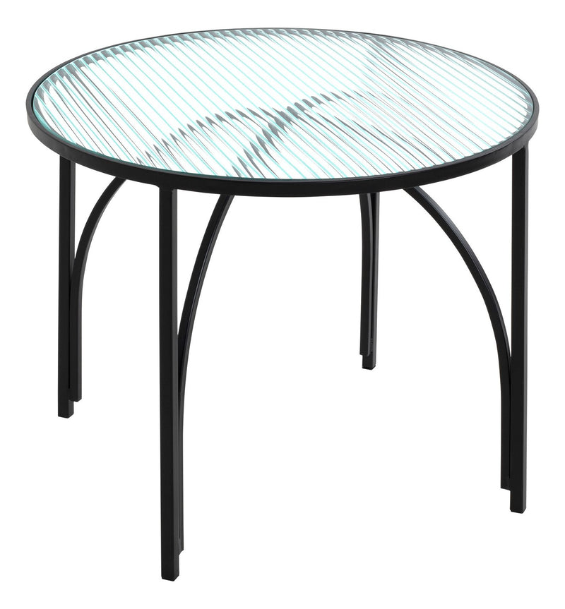 Haku Beistelltisch rund mit Glasablage, Metallgestell schwarz