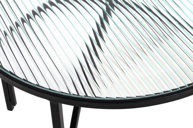 Haku Beistelltisch rund mit Glasablage, Metallgestell schwarz