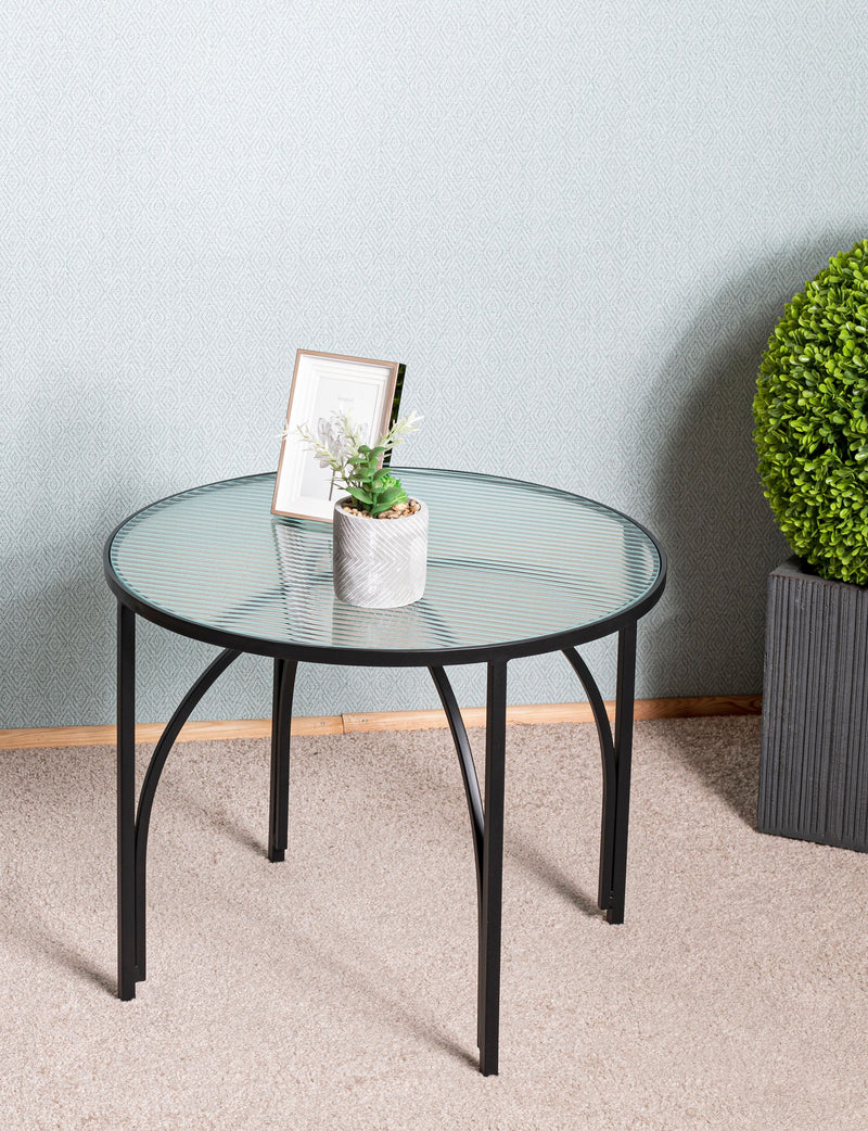Haku Beistelltisch rund mit Glasablage, Metallgestell schwarz