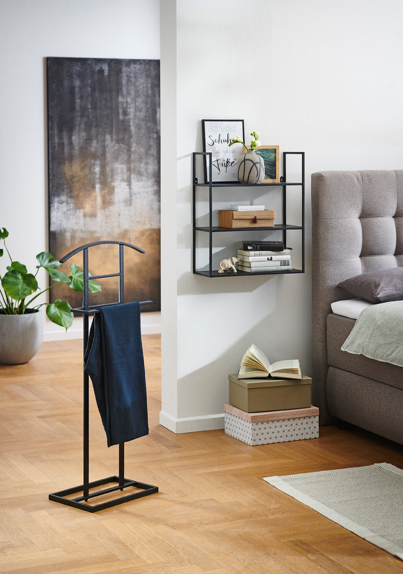 Herrendiener aus Stahlrohr, schwarz lackiert, für Schlafzimmer – Ansicht 3