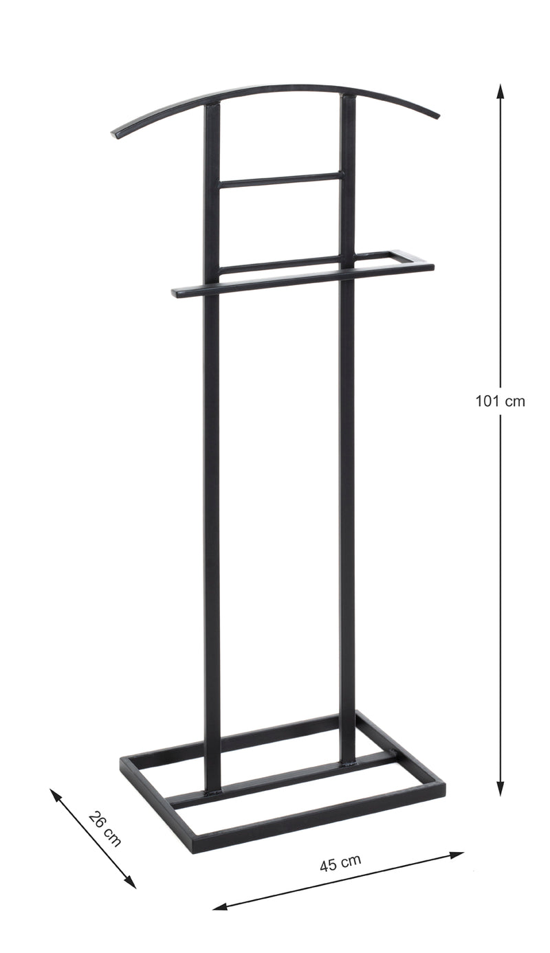Herrendiener aus Stahlrohr, schwarz lackiert, für Schlafzimmer – Ansicht 7