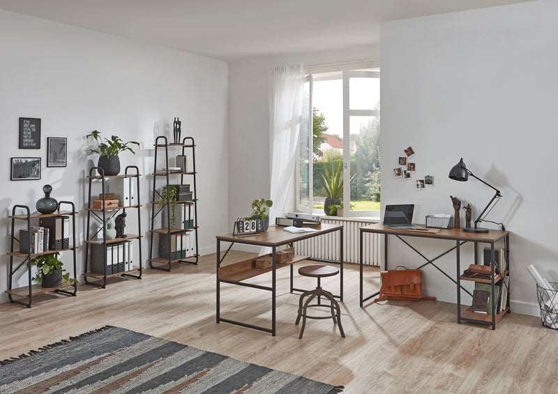 Haku Standregal Eiche-Dekor mit schwarzem Metallgestell, modern