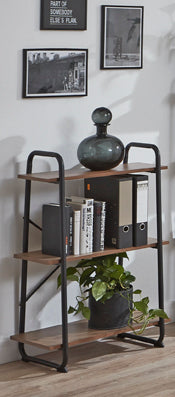 Haku Standregal Eiche-Dekor mit schwarzem Metallgestell, modern