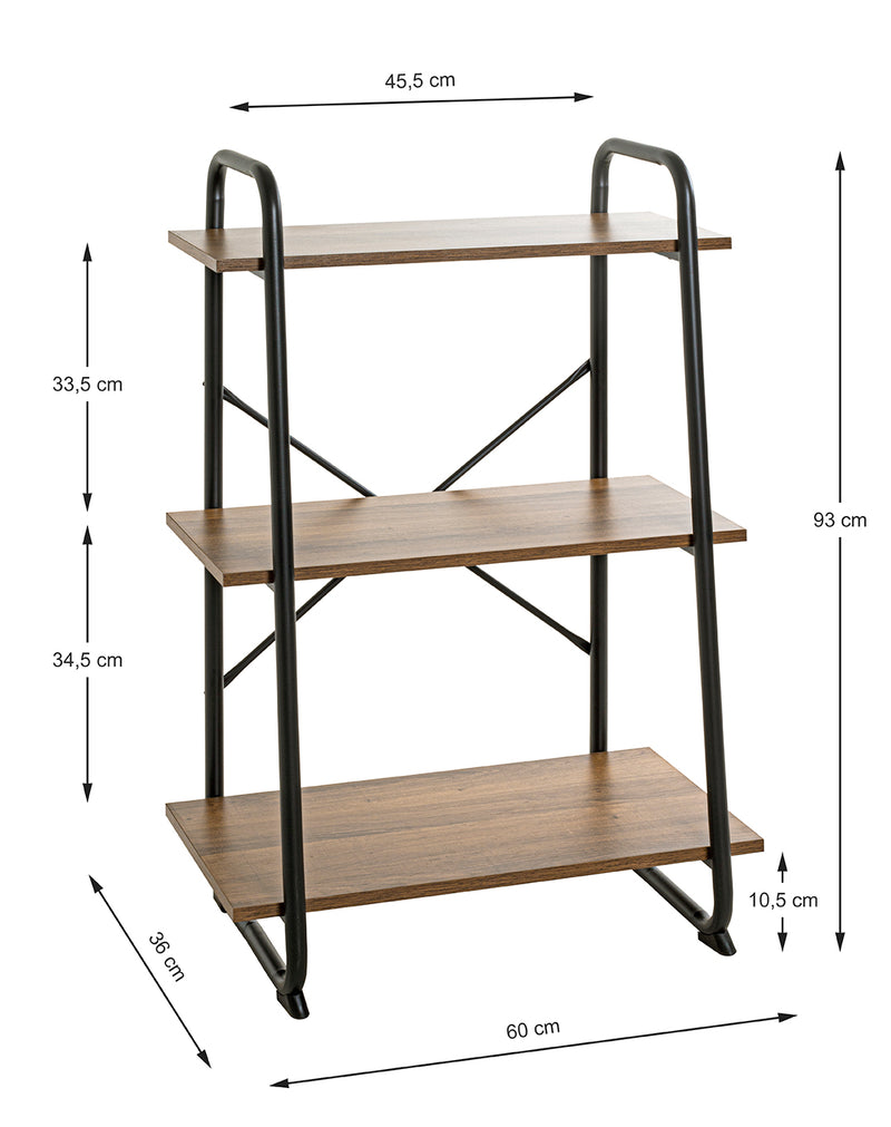 Haku Standregal Eiche-Dekor mit schwarzem Metallgestell, modern