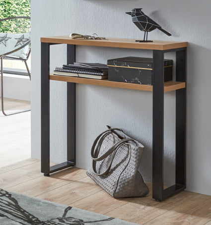 Haku Konsolentisch Eiche-Schwarz mit Stahlrohrgestell, modern