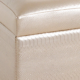 Sitztruhe Snake in Mattgold mit Kunstlederbezug und Stauraum – Ansicht 2