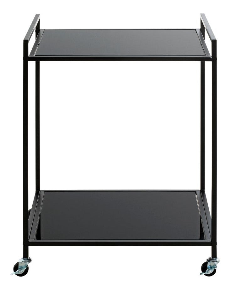 Haku Beistelltisch auf Rollen, Schwarz mit Sicherheitsglas