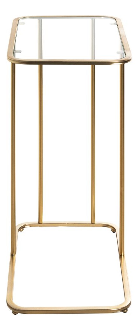 Haku Beistelltisch im Art-Deco-Stil, Gold mit Sicherheitsglas-Ablage