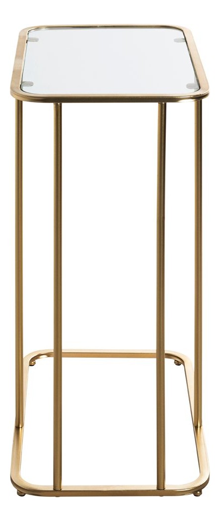 Haku Beistelltisch im Art-Deco-Stil, Gold mit Sicherheitsglas-Ablage