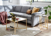 Beistelltisch rund, goldfarben mit Spiegel-Ablage im Art-Deco-Stil – Ansicht 2