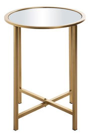 Beistelltisch rund, goldfarben mit Spiegel-Ablage im Art-Deco-Stil – Ansicht 5