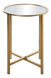 Beistelltisch rund, goldfarben mit Spiegel-Ablage im Art-Deco-Stil – Ansicht 6