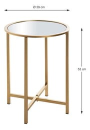 Beistelltisch rund, goldfarben mit Spiegel-Ablage im Art-Deco-Stil – Ansicht 8