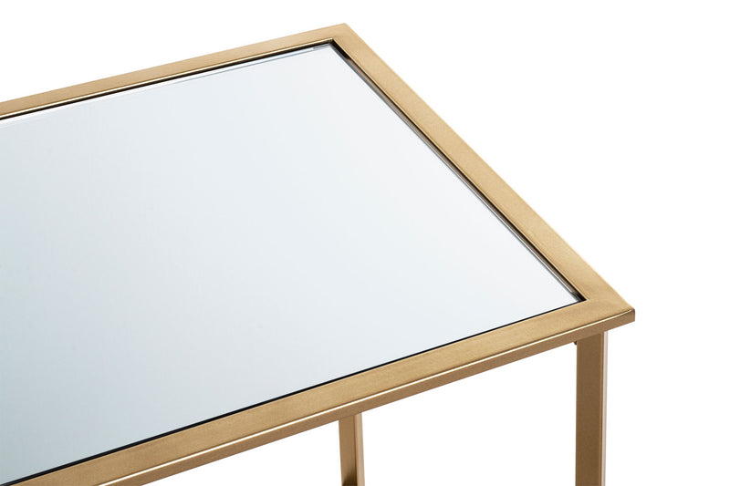 Haku Beistelltisch Art Deco goldfarben mit Spiegelablage, X-Gestell