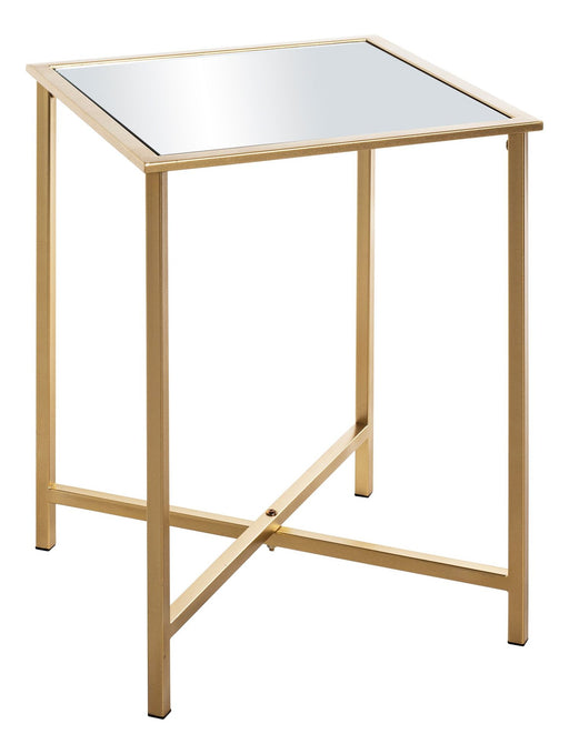 Beistelltisch Art Deco goldfarben mit Spiegelablage, X-Gestell – Ansicht 1