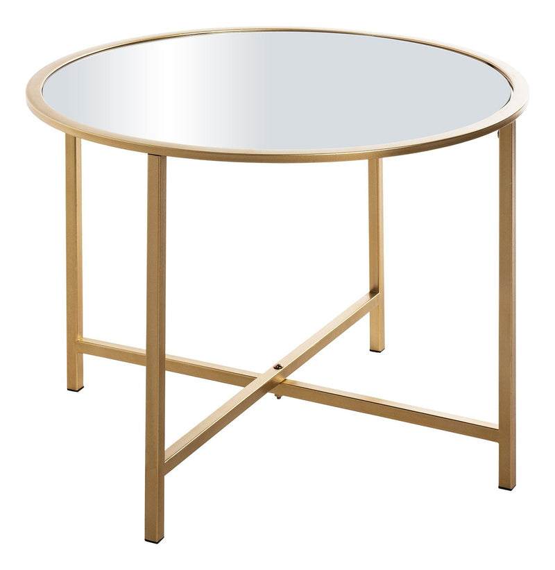 Haku Beistelltisch rund mit Spiegel-Ablage, gold, Art Deco