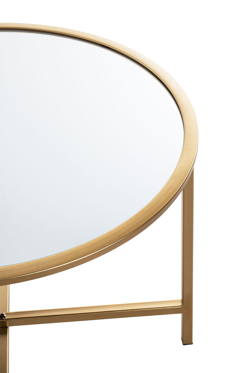 Haku Beistelltisch rund mit Spiegel-Ablage, gold, Art Deco