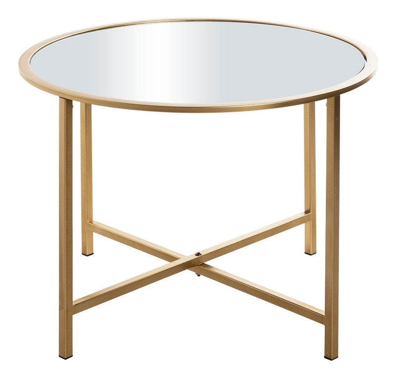 Haku Beistelltisch rund mit Spiegel-Ablage, gold, Art Deco
